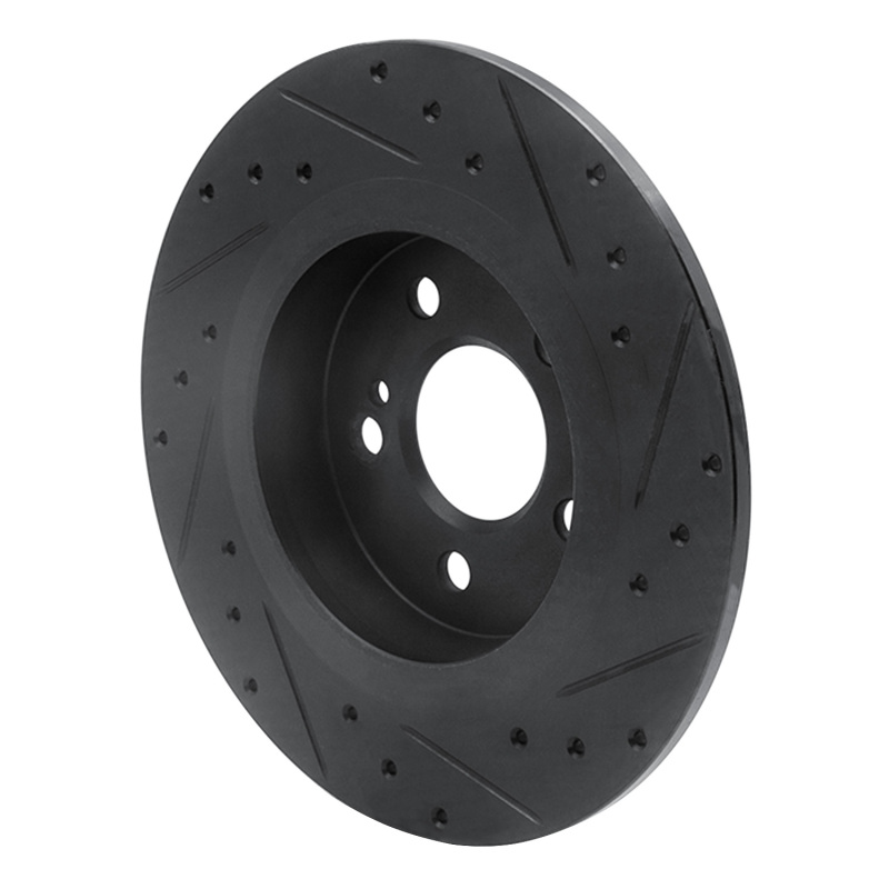 Mercedes-Benz SLC300 Brake Rotor (1) - Rear Left - R1 Concepts - Drilled & Slotted - Black - `12-`20
